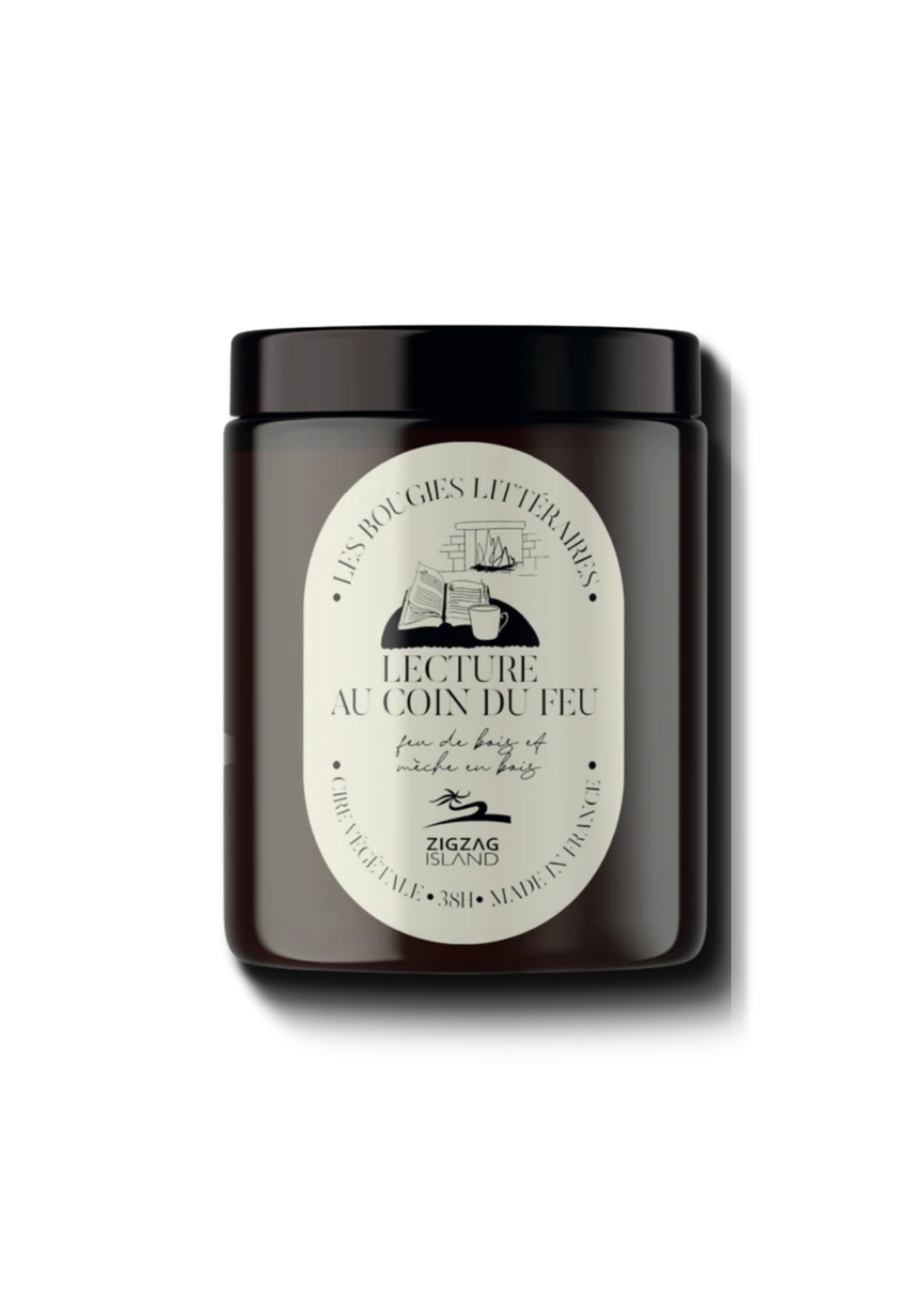Zigzag Island - Bougie en pot d'apothicaire lecture au coin du feu