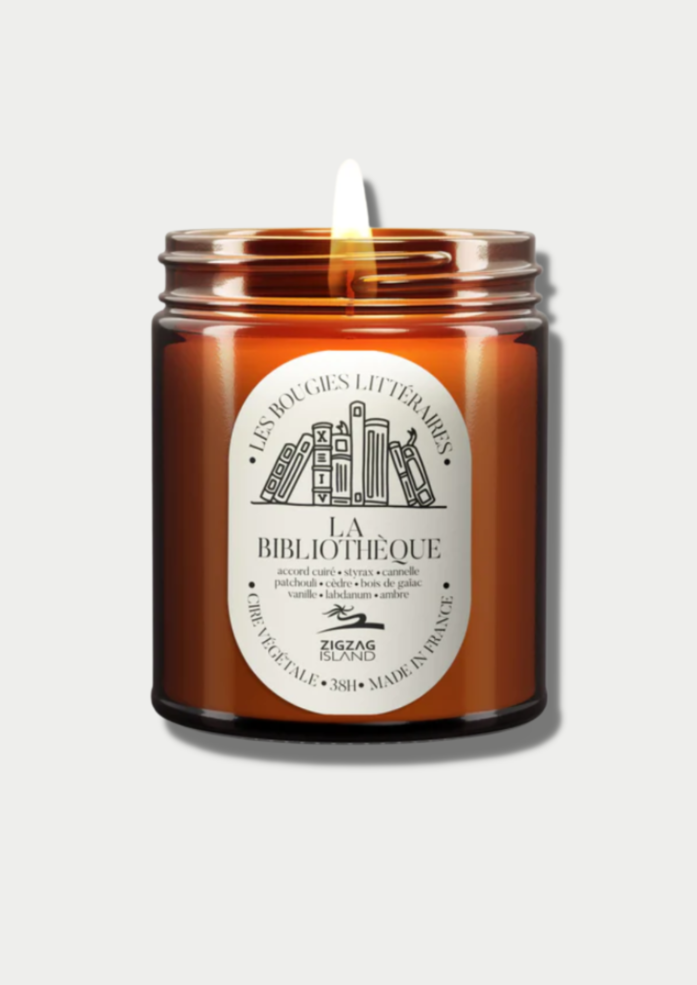 Zigzag Island - Bougie végétale "La bibliothèque" en pot d'apothicaire