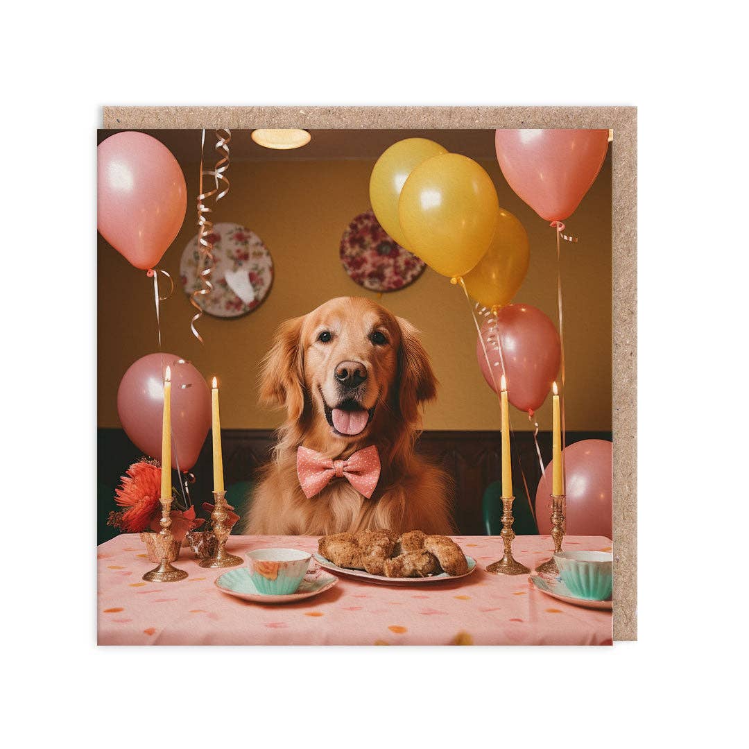 Carte d'anniversaire Dog At Table
