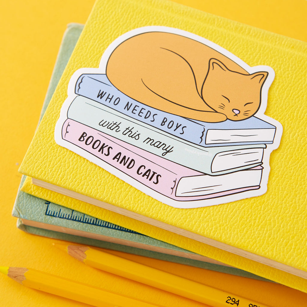 Sticker - Who needs boys with this many books and cats