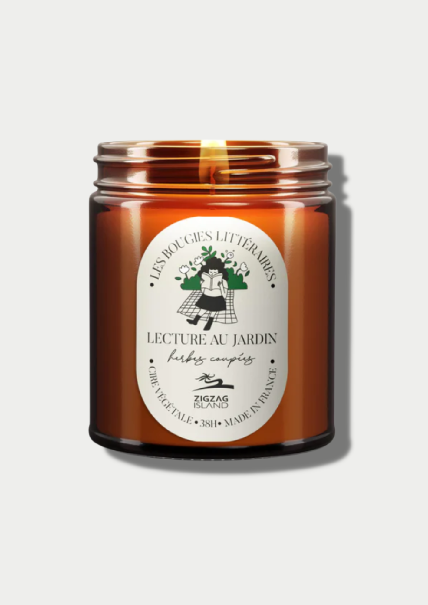 Zigzag Island - Bougie végétale "Lecture au jardin" en pot d'apothicaire