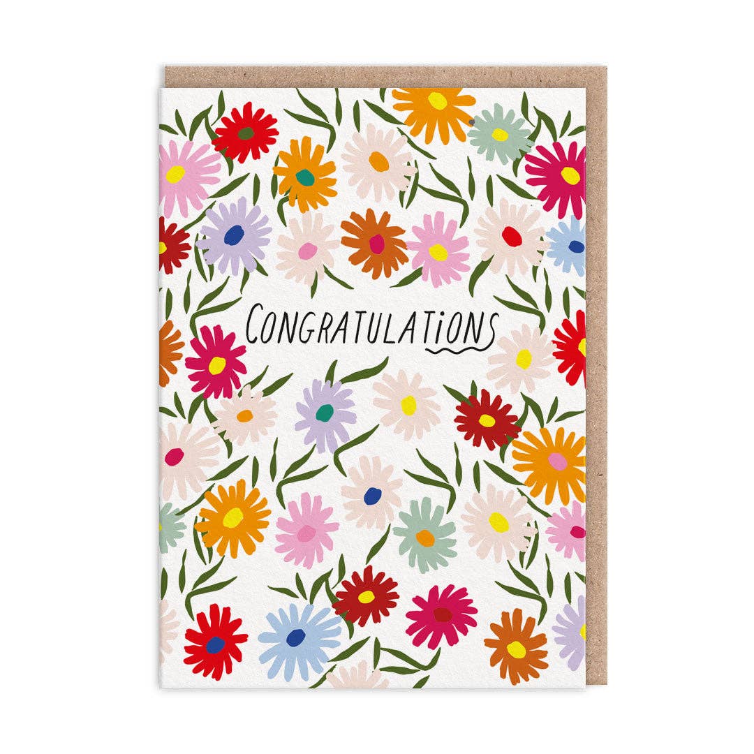 Carte de félicitations avec fleurs