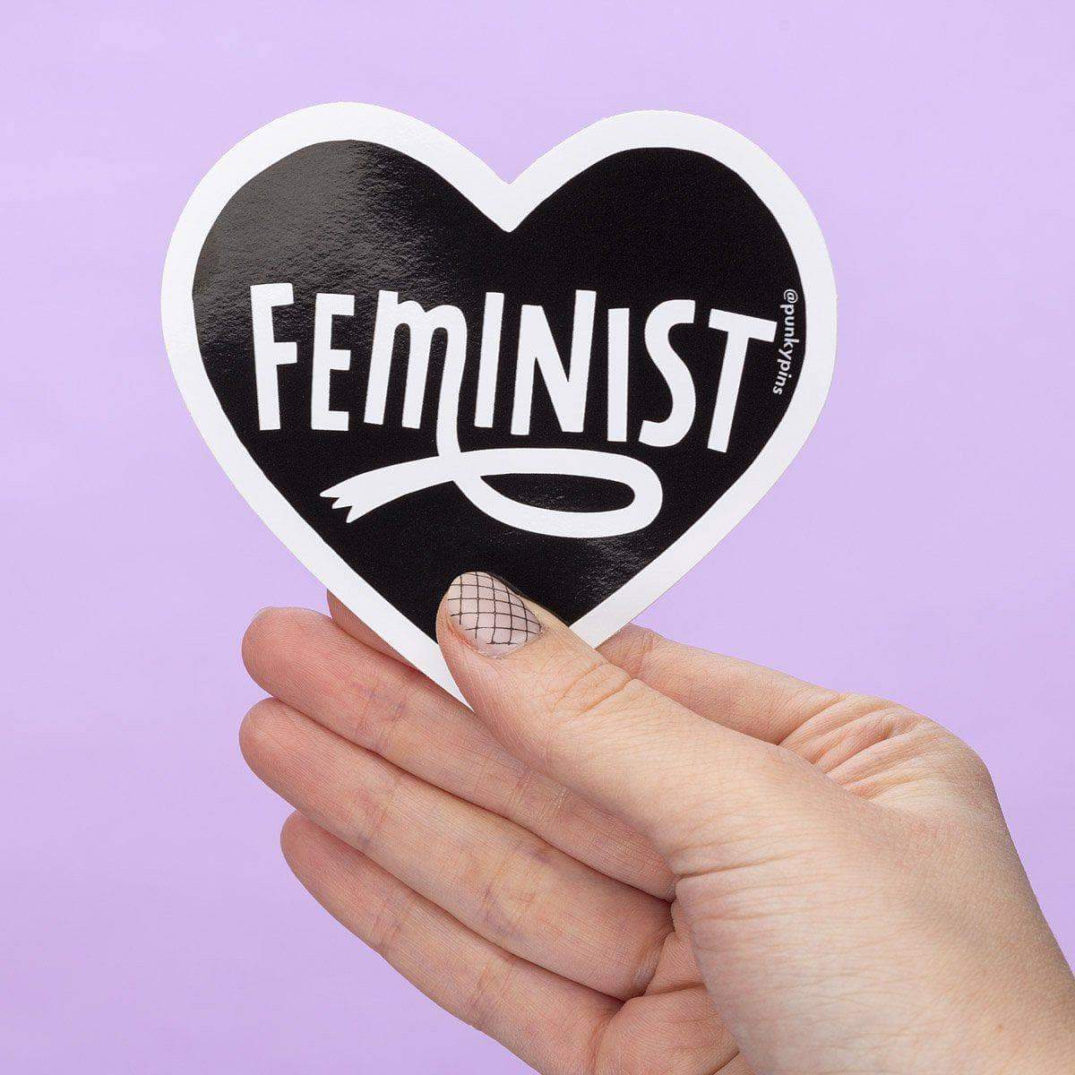 Punky Pins - Grand autocollant en vinyle Feminist Heart Black