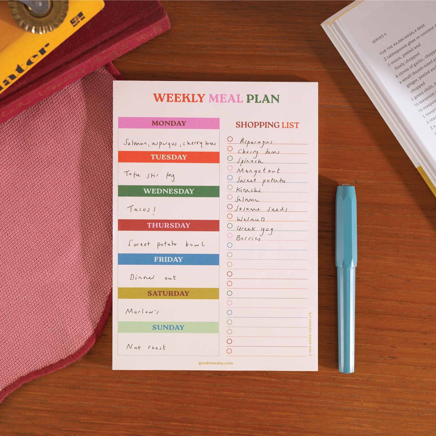 Good Tuesday (Once Upon a Tuesday) - Planificateur de repas A5 & Liste de courses | Travaillez dur, soyez gentil