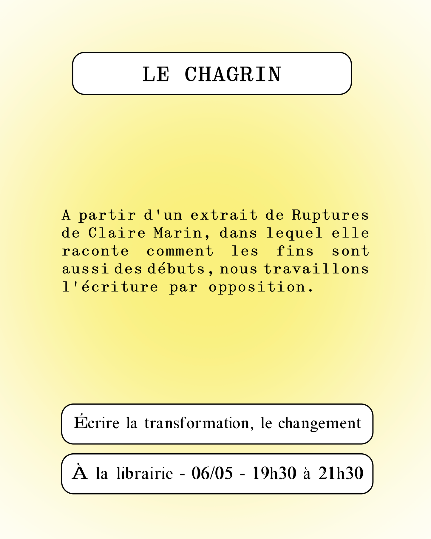 Atelier d'écriture " Le chagrin "