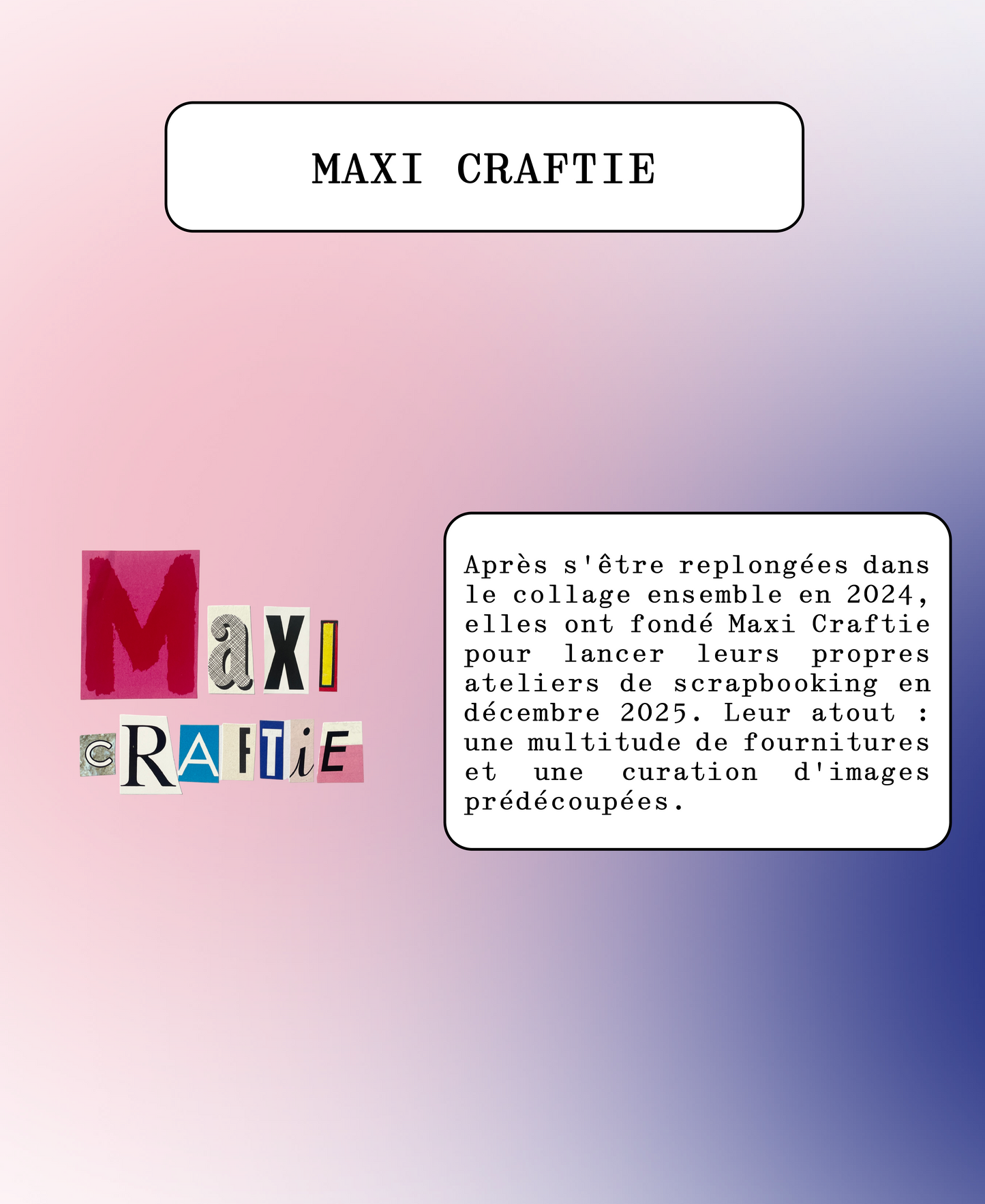 Atelier scrapbooking avec Maxi Craftie