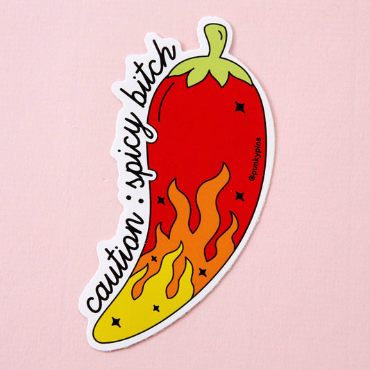 Punky Pins - Attention : Sticker en vinyle Spicy Bitch