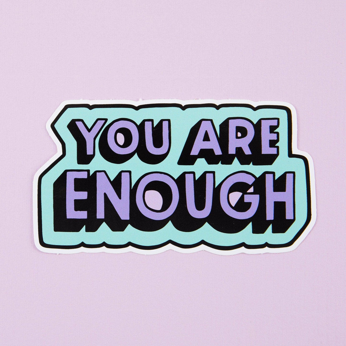 Punky Pins - Autocollant vinyle « You Are Enough » VERT/ROSE