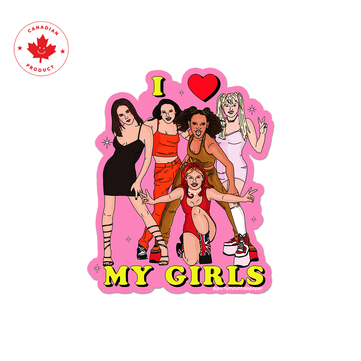 Party Mountain Paper co. - Autocollant J'aime mes filles - Épice